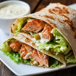 Grilled Salmon Caesar Wraps